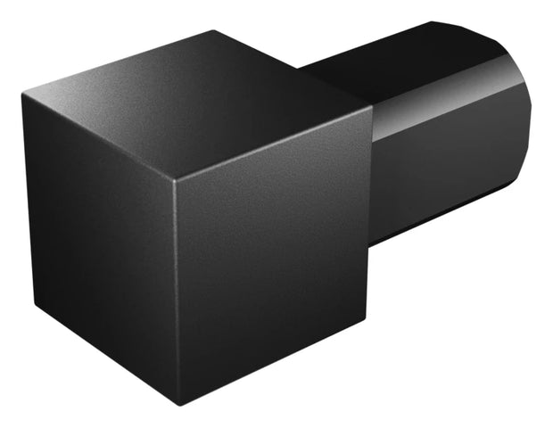 Aluminium-Eckstück für Quadratprofile in schwarz pulverbeschichtet.
