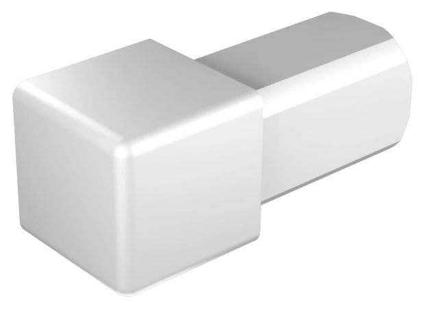 Eckstück für Quadratprofil aus Edelstahl in der Oberfläche glänzend.