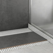 Glasaufnahmeprofil aus Edelstahl mit eingesetzter 10–12-mm-Glaswand, Walk-in-Montage