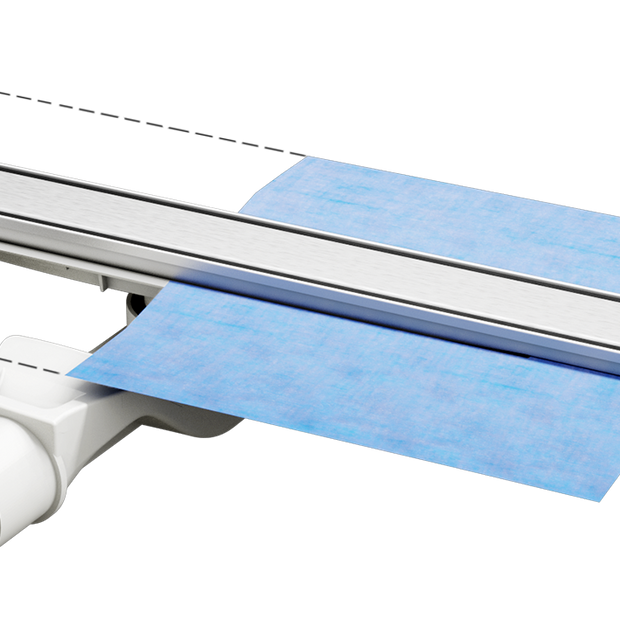 Duschrinne ARTstream Edelstahl geschliffen als Komplettset mit Siphon und Dichtmanschette