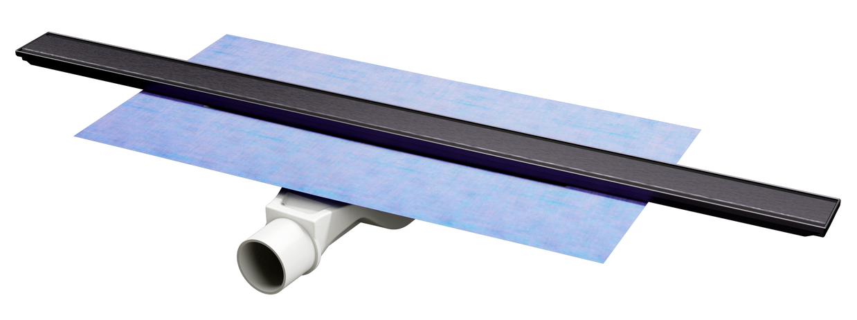 Duschrinne ARTstream anthrazit geschliffen als Komplettset mit Siphon und Dichtmanschette