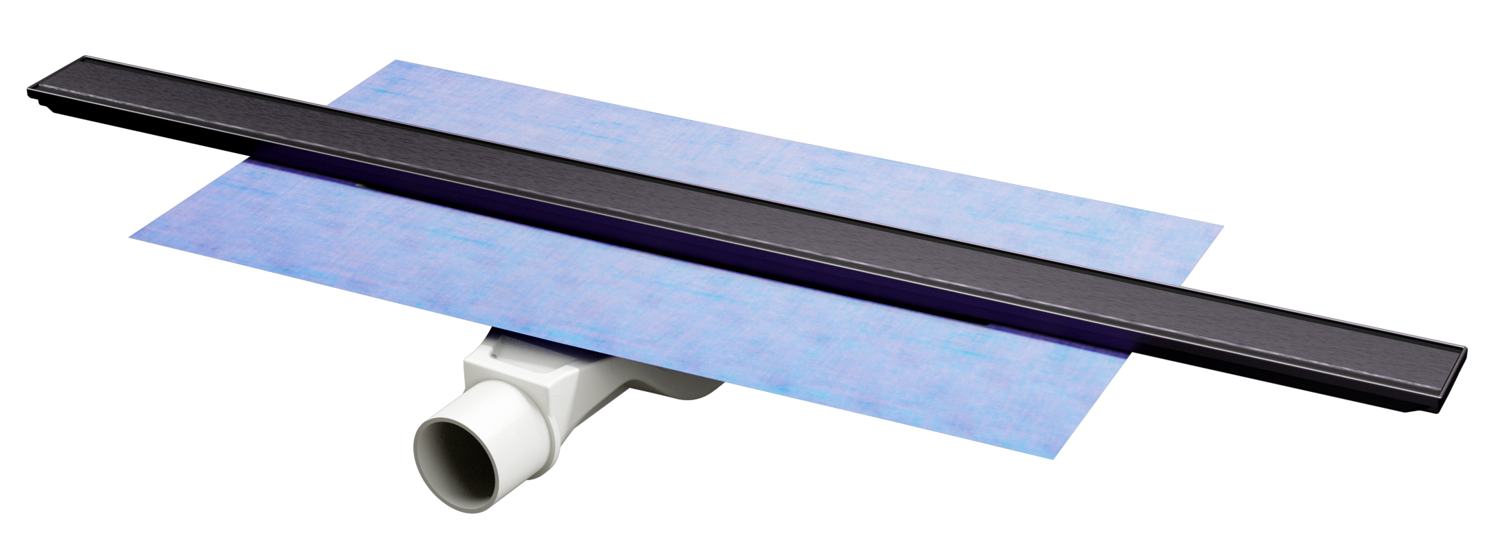 Duschrinne ARTstream anthrazit geschliffen als Komplettset mit Siphon und Dichtmanschette