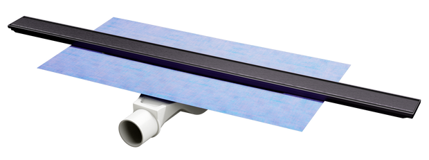 Duschrinne ARTstream anthrazit geschliffen als Komplettset mit Siphon und Dichtmanschette