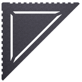 in die Fliesenfuge einschiebbare Duschablage aus Edelstahl anthrazitfarben. Stärke 1 mm. Design mit dreieckig angeordneten Schlitzen. Sicht von Oben.