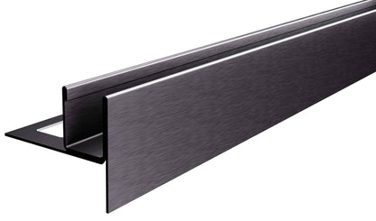 Boden-Gefälleprofil mit integriertem Glasträger in Oberfläche anthrazit geschliffen. Vorderansicht.