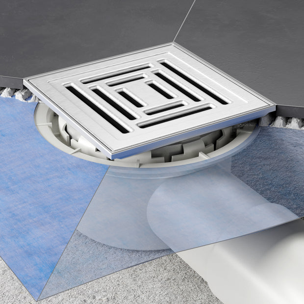 Punktablauf Dusche Komplettset im Querschnitt eingebaut von links