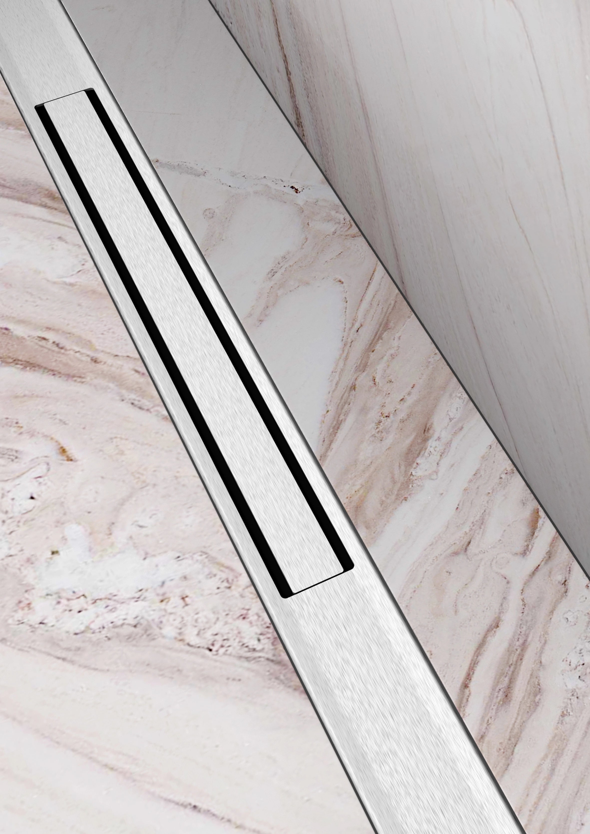 wandnahe Duschrinne Edelstahl in bodenebener Walk-in Dusche