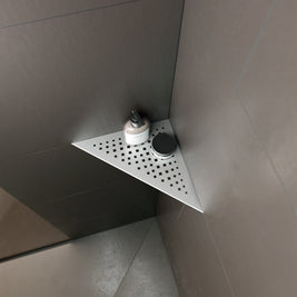 Walk-in Dusche mit Edelstahlablage Aqua fugenbündig