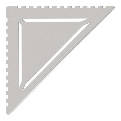 in die Fliesenfuge einschiebbare Duschablage aus Edelstahl geschliffen. Stärke 1 mm. Design mit dreieckig angeordneten Schlitzen. Sicht von Oben.