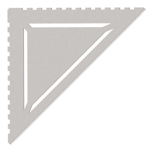 in die Fliesenfuge einschiebbare Duschablage aus Edelstahl geschliffen. Stärke 1 mm. Design mit dreieckig angeordneten Schlitzen. Sicht von Oben.