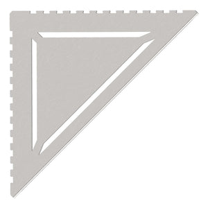 in die Fliesenfuge einschiebbare Duschablage Nova aus Edelstahl geschliffen. Stärke 1 mm. Design mit dreieckig angeordneten Schlitzen. Sicht von Oben.