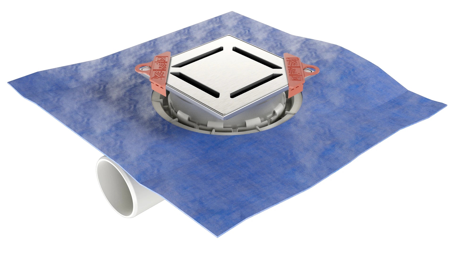 Flacher Bodenablauf mit abnehmbarem Siphon und DIN-Dichtmembran