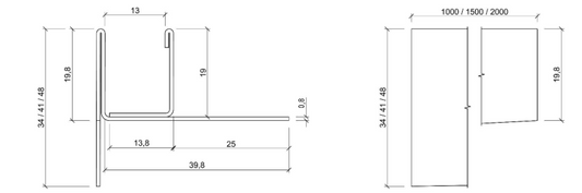Zeichnung mit Maßangaben für den Boden-Gefällekeil mit Glasträger.