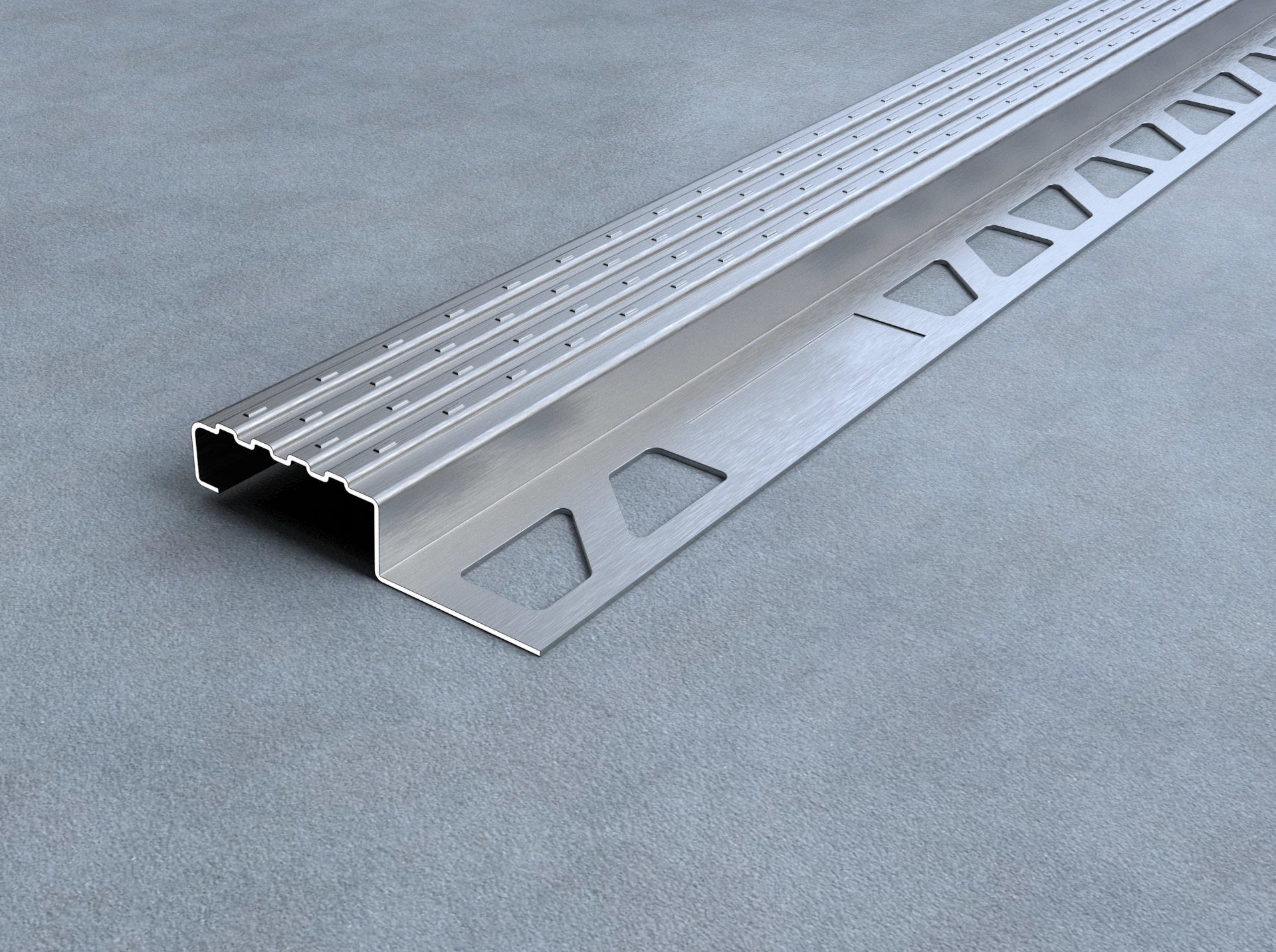 Treppenprofil aus Edelstahl glänzend – rutschhemmend und extrem belastbar für Innen- und Außenbereich