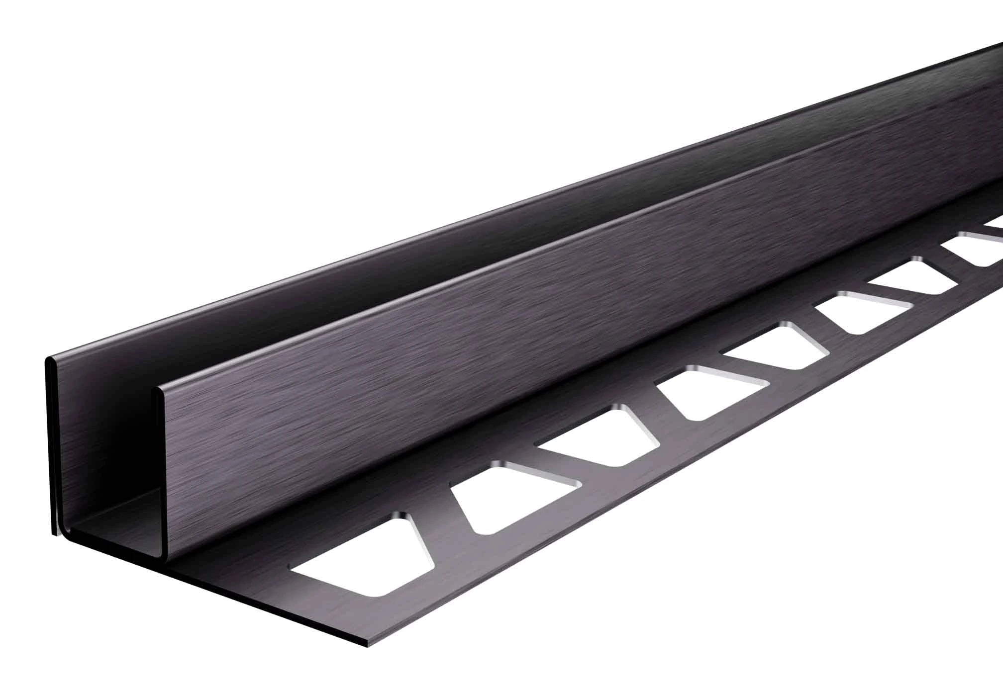 Anthrazit geschliffenes Edelstahlprofil für Walk-in-Glasaufnahme