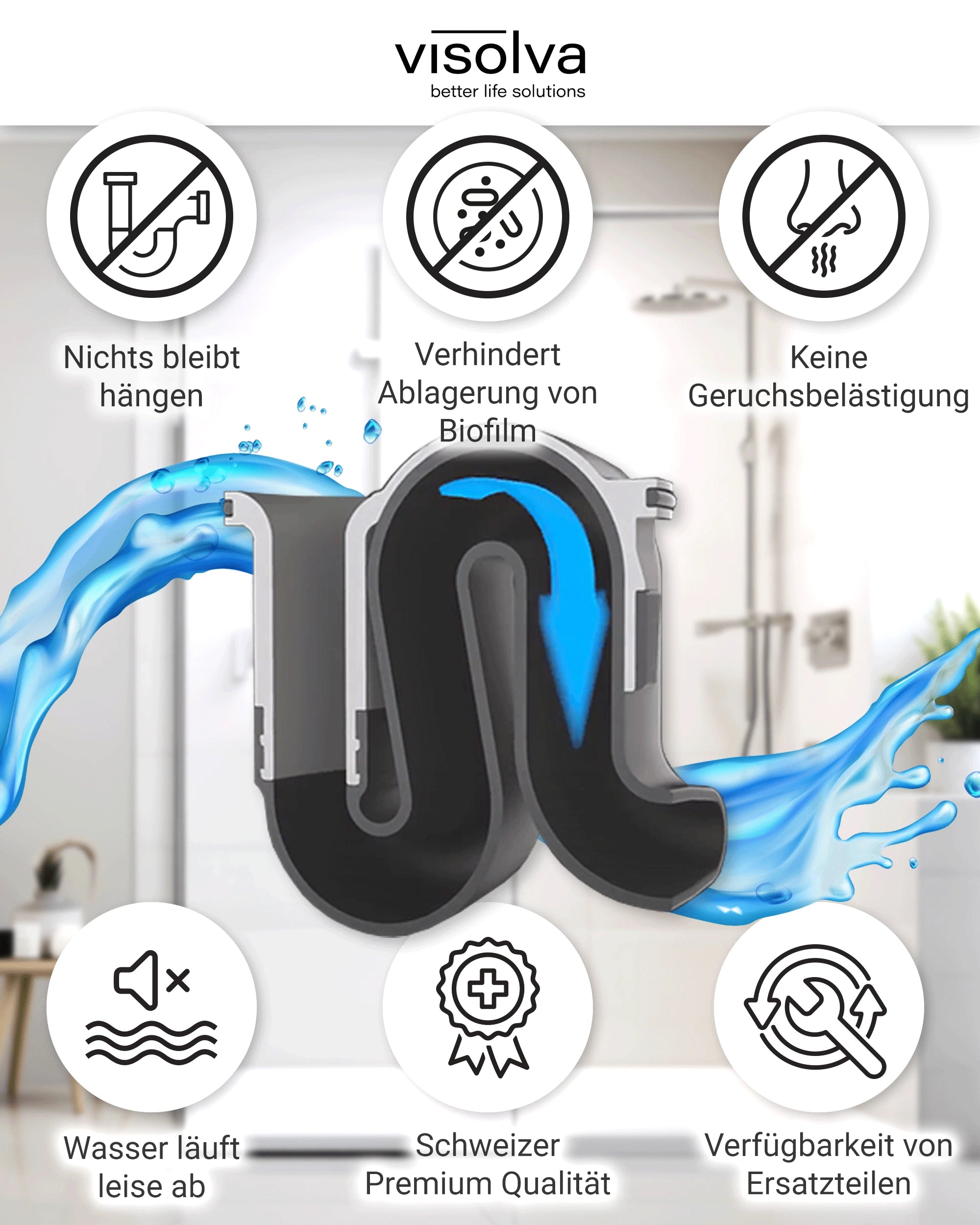 Anti-Biofilm Siphon S-Flow Technologie Visolva