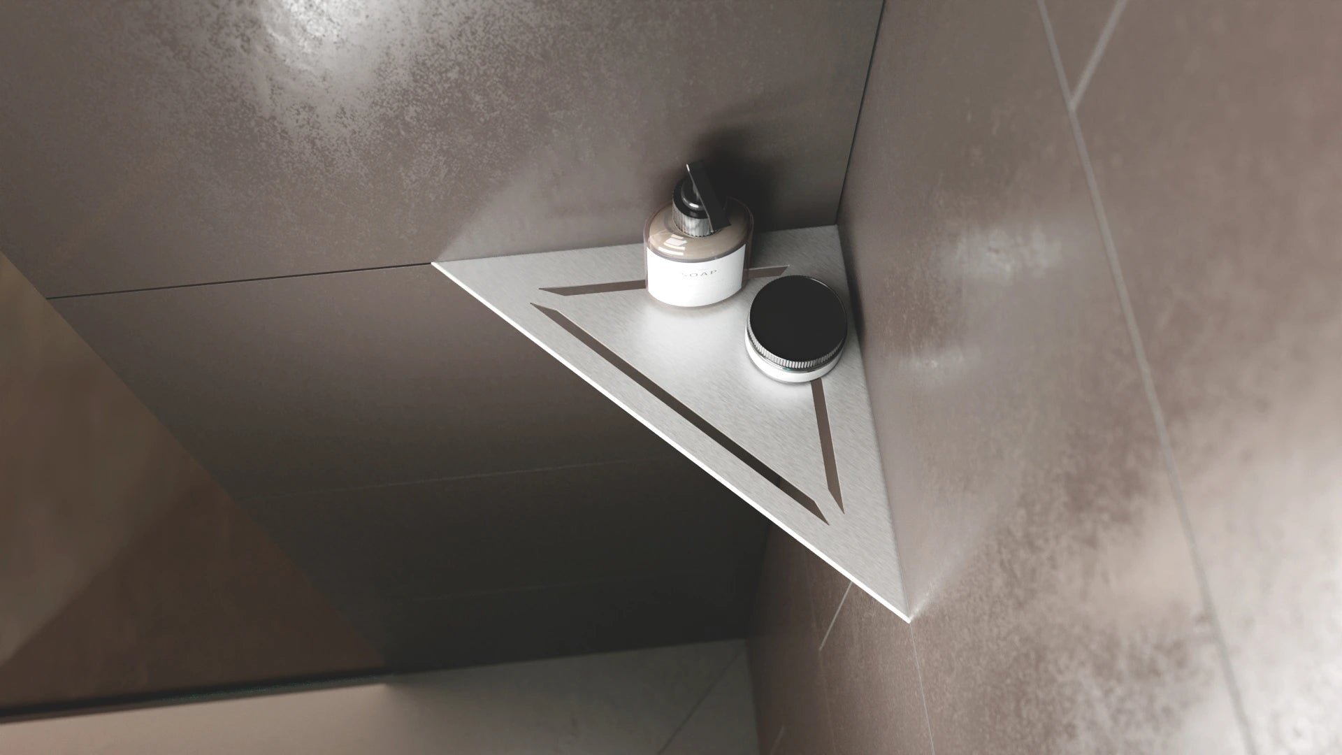 Edelstahlablage Nova in Fuge montiert, geschliffen.